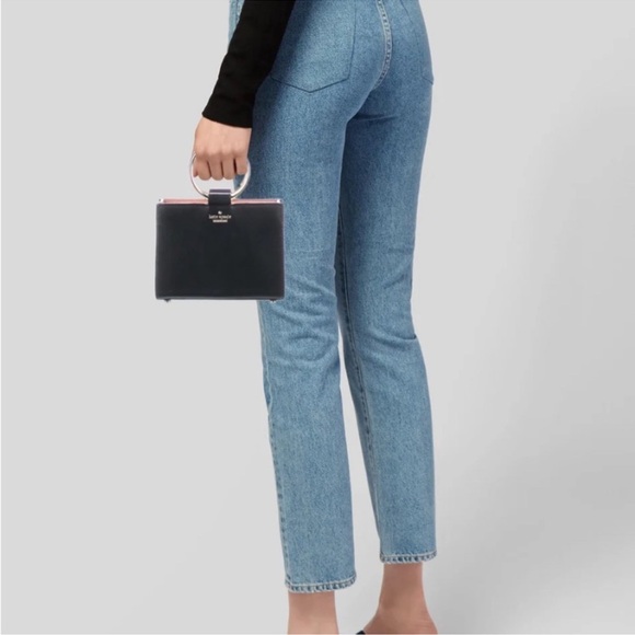 EUC Kate Spade Black Bag with Gold Ring Handles - Picture 13 of 13